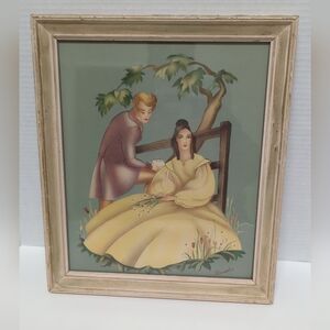 Vintage Signed Brewster Lithograph Victorian Couple Morris Bendien 11.5" X 13.5"